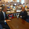 Bloomberg Crosses His Arms And Meets With De Blasio At City Hall 